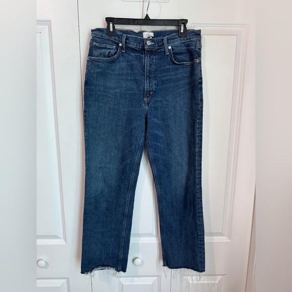 Citizens Of Humanity Daphne Crop Dark Blue Jeans with Raw Hem Size 30 - Picture 3 of 8